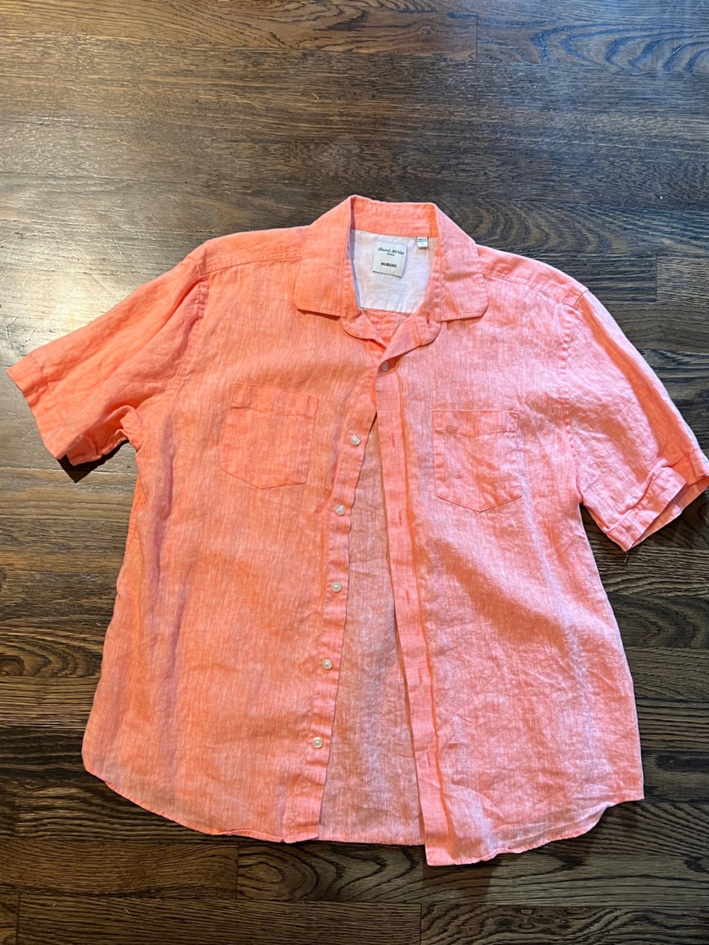 Men's Casual Short-Sleeve Button-Down Shirt - Coral